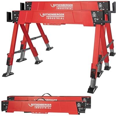 Rothenberger Industrial Duo Falt Arbeitsbock, Sägebock, Unterstellbock, Klappbock 2er Set höhenverstellbar, klappbar, bis 600 kg belastbar Rothenberger Industrial Duo Falt Arbeitsbock, Sägebock, Unterstellbock, Klappbock 2er Set höhenverstellbar, klappbar, bis 600 kg belastbar