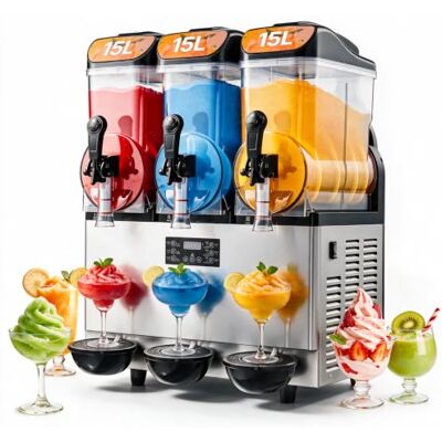 VEVOR Gewerbliche Slush Eis Maschine 45 L Slushie-Maker mit 3 Tanks, Crushed Ice-Maschine aus Edelstahl für 180 Tassen Margarita und Smoothies, Eis-Slush-Maschine für Zuhause Gastronomie Cafés Bars VEVOR Gewerbliche Slush Eis Maschine 45 L Slushie-Maker mit 3 Tanks, Crushed Ice-Maschine aus Edelstahl für 180 Tassen Margarita und Smoothies, Eis-Slush-Maschine für Zuhause Gastronomie Cafés Bars