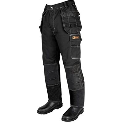 BLACK HAMMER Sicherheitsarbeitshosen für Herren Dienstprogramm Kampf Ladung Hose Elastische Taille Holster Kniepolstertaschen Wasserabweisend Ideale Arbeitskleidung Sublime Schwarz (28W / 33 Long) BLACK HAMMER Sicherheitsarbeitshosen für Herren Dienstprogramm Kampf Ladung Hose Elastische Taille Holster Kniepolstertaschen Wasserabweisend Ideale Arbeitskleidung Sublime Schwarz (28W / 33 Long)