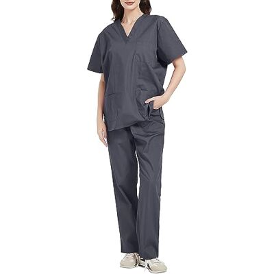 MISEMIYA Unisex-Schrubb-Set Medizinische Uniform mit Oberteil und Hose ref.6801-6802 Medium, Grau 68 MISEMIYA Unisex-Schrubb-Set Medizinische Uniform mit Oberteil und Hose ref.6801-6802 Medium, Grau 68