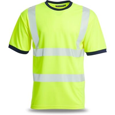 Blackrock Eco Warnschutz-T-Shirt, gelb, vollständig recyceltes Polyester, LSF-Schutz, 150 g/m², Retro-reflektierendes Band, recycelbar, gelbe Arbeits-T-Shirts, hohe Sichtbarkeit, Arbeitskleidung, für Blackrock Eco Warnschutz-T-Shirt, gelb, vollständig recyceltes Polyester, LSF-Schutz, 150 g/m², Retro-reflektierendes Band, recycelbar, gelbe Arbeits-T-Shirts, hohe Sichtbarkeit, Arbeitskleidung, für