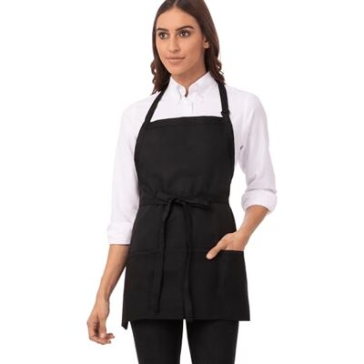 Chef Works Three Pocket Bib Apron Black Chef Works Three Pocket Bib Apron Black