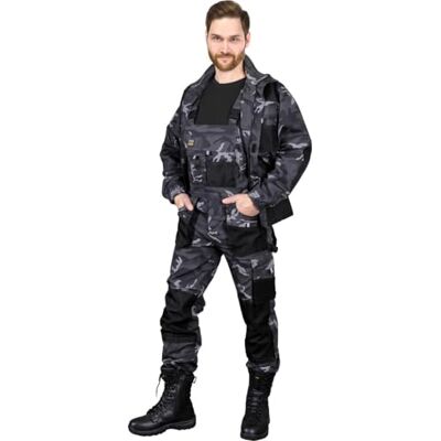 REIS FORECO-B Arbeitslatzhose für Herren Sicherheitshose Cargo Arbeitskleidung Arbeitshose Latzhose Arbeitsanzug Camouflage-Schwarz Größe: 58 REIS FORECO-B Arbeitslatzhose für Herren Sicherheitshose Cargo Arbeitskleidung Arbeitshose Latzhose Arbeitsanzug Camouflage-Schwarz Größe: 58