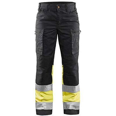 BLÅKLÄDER Blaklader 716118118933D22 Damen High Vis Arbeitshose mit Stretch, Marineblau/Gelb, Größe D22 BLÅKLÄDER Blaklader 716118118933D22 Damen High Vis Arbeitshose mit Stretch, Marineblau/Gelb, Größe D22