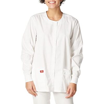 Dickies EDS Signature Scrubs Damen-Aufwärmjacke mit Schnappverschluss, Weiß, Mittel Dickies EDS Signature Scrubs Damen-Aufwärmjacke mit Schnappverschluss, Weiß, Mittel