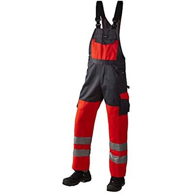 J.A.K. 1110787B076 Serie 11107 70% Polyester/30% Baumwolle Latzhose, EN 20471, Klasse 2, Rot/Grau, 44 L (30/35) Größe J.A.K. 1110787B076 Serie 11107 70% Polyester/30% Baumwolle Latzhose, EN 20471, Klasse 2, Rot/Grau, 44 L (30/35) Größe