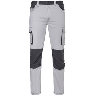 VELILLA Bicolour Stretch Pant Work Utility Pants, weiß und grau, 48 DE VELILLA Bicolour Stretch Pant Work Utility Pants, weiß und grau, 48 DE