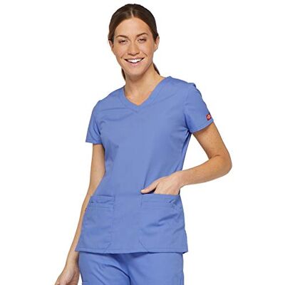 Dickies 85906 Damen-Kasack aus der EDS-Signature-Serie, mit V-Ausschnitt, Blau (Ceil Blue), X-Groß Dickies 85906 Damen-Kasack aus der EDS-Signature-Serie, mit V-Ausschnitt, Blau (Ceil Blue), X-Groß