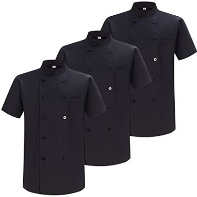 MISEMIYA Pack 3 Einheiten -KOCHJACKEN HERR MIT KURZE ÄRMEL Ref.8421 X-Large, Schwarz MISEMIYA Pack 3 Einheiten -KOCHJACKEN HERR MIT KURZE ÄRMEL Ref.8421 X-Large, Schwarz