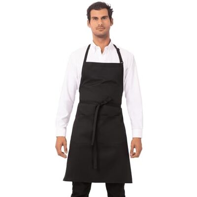 Chef Works Adjustable Neck Bib Apron Black with Pockets Chef Works Adjustable Neck Bib Apron Black with Pockets