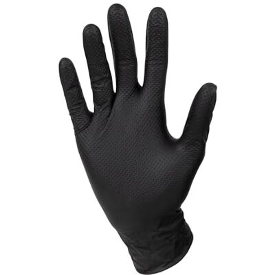 Cofan Box mit 100 Nitrilhandschuhen mit Diamantstruktur, Größe: S, M, L und XL, Farbe: Schwarz, Verwendung: Fabriken, Industrie, Landwirtschaft usw. (schwarz, Größe L) Cofan Box mit 100 Nitrilhandschuhen mit Diamantstruktur, Größe: S, M, L und XL, Farbe: Schwarz, Verwendung: Fabriken, Industrie, Landwirtschaft usw. (schwarz, Größe L)