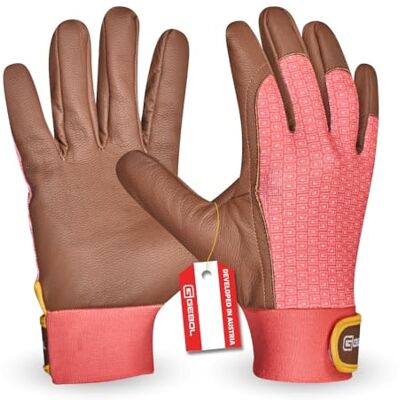 Gebol Lonicera, 1 Paar Gartenhandschuhe aus Ziegenleder & Stretch-Spandex, Arbeitshandschuhe für Sträucherschnitt, Klettverschluss, für Damen, Gr. S/7 Gebol Lonicera, 1 Paar Gartenhandschuhe aus Ziegenleder & Stretch-Spandex, Arbeitshandschuhe für Sträucherschnitt, Klettverschluss, für Damen, Gr. S/7