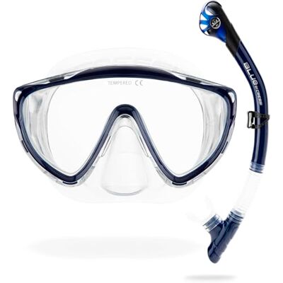 CRESSI Tino + Scilla Combo Clear/Blue Navy Kombiset Unisex Tino Maske und Schnorchel Scilla, Klar/Marineblau, Einheitsgröße CRESSI Tino + Scilla Combo Clear/Blue Navy Kombiset Unisex Tino Maske und Schnorchel Scilla, Klar/Marineblau, Einheitsgröße
