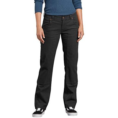 Dickies Damen Stretch-Carpenter-Hose aus Baumwoll-Canvas mit doppelter Vorderseite, Schwarz abgespült, 40 Dickies Damen Stretch-Carpenter-Hose aus Baumwoll-Canvas mit doppelter Vorderseite, Schwarz abgespült, 40