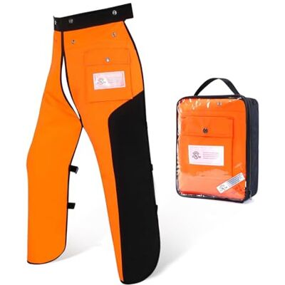 ZELARMAN Kettensägen-Schürze, 8-lagig, für Männer/Frauen, Holzarbeiter, Schutzhose, Kettensägenhose, verstellbar, Klasse B, mit Tasche (Orange und Schwarz, 91,4 bis 96,5 cm) ZELARMAN Kettensägen-Schürze, 8-lagig, für Männer/Frauen, Holzarbeiter, Schutzhose, Kettensägenhose, verstellbar, Klasse B, mit Tasche (Orange und Schwarz, 91,4 bis 96,5 cm)