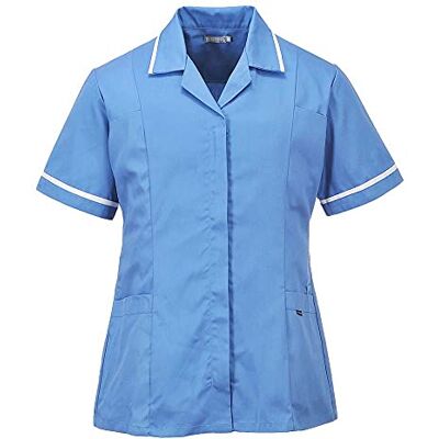 Portwest LW20 Serie Klassische Tunika Damen Rückenfalte Polyester-Baumwolle Hamilton Blue, L, UPF 50+, Reguläre Passform, Verdeckter Reißverschluss, Polybaumwolle, Kurze Ärmel, Einfacher Kragen Portwest LW20 Serie Klassische Tunika Damen Rückenfalte Polyester-Baumwolle Hamilton Blue, L, UPF 50+, Reguläre Passform, Verdeckter Reißverschluss, Polybaumwolle, Kurze Ärmel, Einfacher Kragen