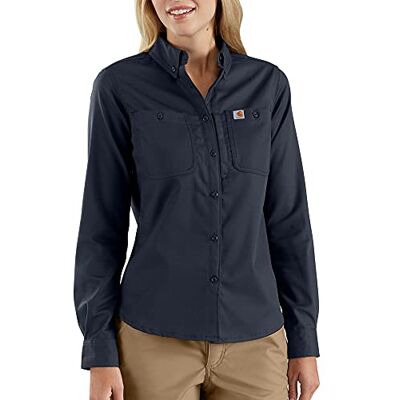 Carhartt Damen Rugged Professional™-Serie Relaxed Fit, langärmliges Canvas-Arbeitshemd, Navy, XS Carhartt Damen Rugged Professional™-Serie Relaxed Fit, langärmliges Canvas-Arbeitshemd, Navy, XS