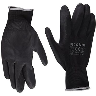 Cofan BLISTER G. 100% POLIEST. IMPREG. PU NEGRO T-11 Unid: 12 Cofan BLISTER G. 100% POLIEST. IMPREG. PU NEGRO T-11 Unid: 12