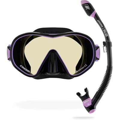 CRESSI Limited Edition HiroQuest Adult Mask & Snorkel Set Made by x Steve Aoki_ Maske F-Dual+Schnorchel Supernova Dry, Schwarz/Lila 380 Linse Blau/Orange, Einheitsgröße, Unisex CRESSI Limited Edition HiroQuest Adult Mask & Snorkel Set Made by x Steve Aoki_ Maske F-Dual+Schnorchel Supernova Dry, Schwarz/Lila 380 Linse Blau/Orange, Einheitsgröße, Unisex
