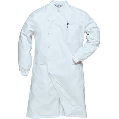 Portwest C865 Kittel Polyester-Baumwolle Gerippte Strickbündchen Druckknopf Weiß, M, UPF 50+, Strapazierfähig Schmutzabweisend, Unten Aufgesetzte Taschen, Druckknopfleiste, Arbeitskleidung Portwest C865 Kittel Polyester-Baumwolle Gerippte Strickbündchen Druckknopf Weiß, M, UPF 50+, Strapazierfähig Schmutzabweisend, Unten Aufgesetzte Taschen, Druckknopfleiste, Arbeitskleidung