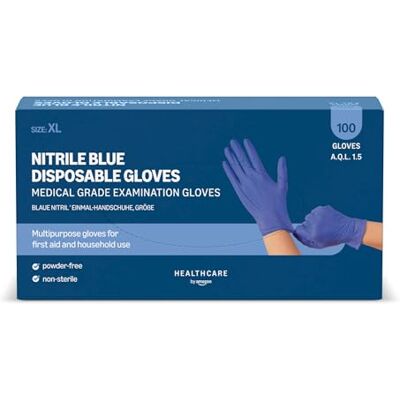 Amazon Blaue Einweghandschuhe aus Nitril, Puderfrei, Latexfrei, Größe XL, 100 Stück Amazon Blaue Einweghandschuhe aus Nitril, Puderfrei, Latexfrei, Größe XL, 100 Stück