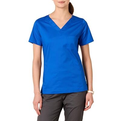 Amazon Damen Klassisch geschnittenes Scrub-Top mit V-Ausschnitt und kurzen Ärmeln (erhältlich in Übergrößen), Blau, M Amazon Damen Klassisch geschnittenes Scrub-Top mit V-Ausschnitt und kurzen Ärmeln (erhältlich in Übergrößen), Blau, M
