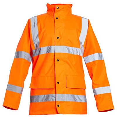 Blackrock Orange Hi Vis Regenjacke für Herren und Damen, leicht, wasserdicht, Arbeitskleidung, reflektierend, hohe Sichtbarkeit, Sicherheit, Regenmantel, verdeckte Kapuze, Cargotaschen, Blackrock Orange Hi Vis Regenjacke für Herren und Damen, leicht, wasserdicht, Arbeitskleidung, reflektierend, hohe Sichtbarkeit, Sicherheit, Regenmantel, verdeckte Kapuze, Cargotaschen,