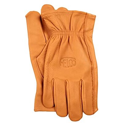 FELCO Handschuhe aus Echtleder 703M (Größe M, durchstoßfestes Rindsleder, Gartenhandschuhe für schwere Schnittarbeiten, naturfarben) 703M FELCO Handschuhe aus Echtleder 703M (Größe M, durchstoßfestes Rindsleder, Gartenhandschuhe für schwere Schnittarbeiten, naturfarben) 703M