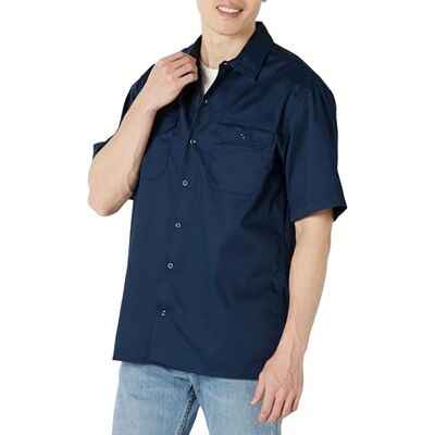 Amazon Men's Short-Sleeve Stain and Wrinkle-Resistant Work Shirt Shirt, -Navy, X-Small Amazon Men's Short-Sleeve Stain and Wrinkle-Resistant Work Shirt Shirt, -Navy, X-Small