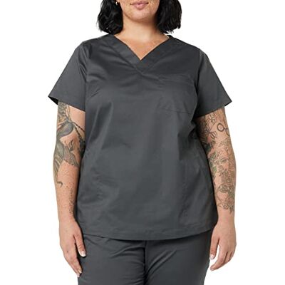 Amazon Damen Klassisch geschnittenes Scrub-Top mit V-Ausschnitt und kurzen Ärmeln (erhältlich in Übergrößen), Dunkelgrau, XS Amazon Damen Klassisch geschnittenes Scrub-Top mit V-Ausschnitt und kurzen Ärmeln (erhältlich in Übergrößen), Dunkelgrau, XS