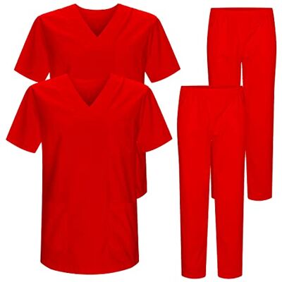 MISEMIYA Pack * 2 Pcs Unisex-Schrubb-Set Medizinische Uniform mit Oberteil und Hose ref.2-8178 5XL, Rot MISEMIYA Pack * 2 Pcs Unisex-Schrubb-Set Medizinische Uniform mit Oberteil und Hose ref.2-8178 5XL, Rot