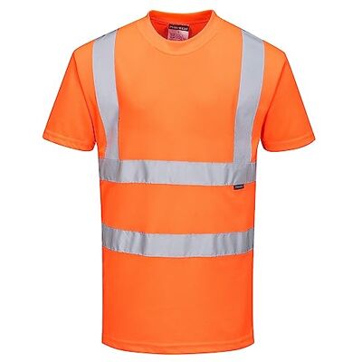 Portwest RT23 Hochsichtbares Bahn-T-Shirt Verschweißte Kragennaht Baumwolle Orange, L, EN ISO 20471 Klasse 2, 100% Polyester, Großzügige Passform, Reflektierendes Band, Normalgröße Portwest RT23 Hochsichtbares Bahn-T-Shirt Verschweißte Kragennaht Baumwolle Orange, L, EN ISO 20471 Klasse 2, 100% Polyester, Großzügige Passform, Reflektierendes Band, Normalgröße