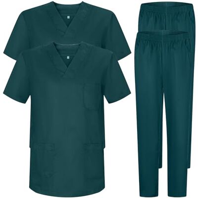 MISEMIYA Pack 2 Pcs-Unisex-schrubb-Set Bz-2-817-8312 2 Stück – Kasack und Hose, Uni, Gesundheitsuniformen, Dunkelgrün, 4XL (2er MISEMIYA Pack 2 Pcs-Unisex-schrubb-Set Bz-2-817-8312 2 Stück – Kasack und Hose, Uni, Gesundheitsuniformen, Dunkelgrün, 4XL (2er
