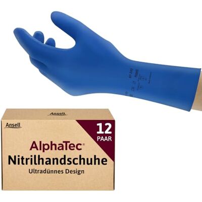 Ansell AlphaTec 87-245 Mehrzweckhandschuhe aus Latex, Chemikalienschutz, Lebensmittel Geeignet, Wiederverwendbare Gummihandschuhe, Hausputz, Haushalt, Kochen, Blau, Größe M (12 Paar) Ansell AlphaTec 87-245 Mehrzweckhandschuhe aus Latex, Chemikalienschutz, Lebensmittel Geeignet, Wiederverwendbare Gummihandschuhe, Hausputz, Haushalt, Kochen, Blau, Größe M (12 Paar)