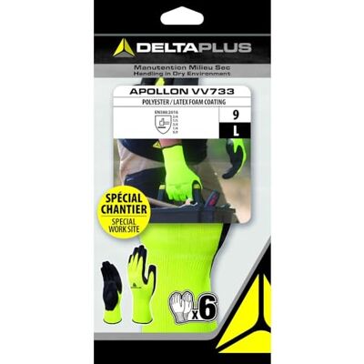 Deltaplus Delta Plus LOTX6 GANT POLYEST ENDUIT LATEX10 Deltaplus Delta Plus LOTX6 GANT POLYEST ENDUIT LATEX10