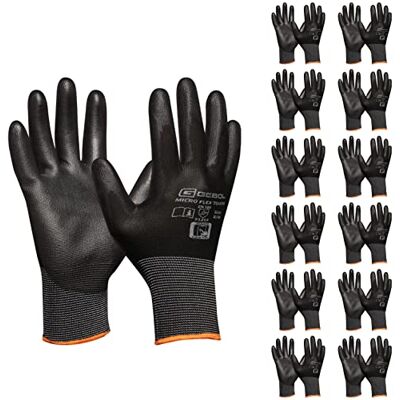 Gebol Nano Flex Touch, 12 Paar Arbeitshandschuhe mit Touchfunktion, leichte Schutzhandschuhe mit Feingefühl, für Damen und Herren, Gr. XL/10, Schwarz Gebol Nano Flex Touch, 12 Paar Arbeitshandschuhe mit Touchfunktion, leichte Schutzhandschuhe mit Feingefühl, für Damen und Herren, Gr. XL/10, Schwarz