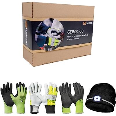 Gebol GO Arbeitsschutz-Set Winter Größe L (Gr. 9) LED-Mütze für Sicht und Sichtbarkeit Arbeitshandschuhe für warme Hände bei Kälte Für Herren 3 Paar + 1 Mütze Gebol GO Arbeitsschutz-Set Winter Größe L (Gr. 9) LED-Mütze für Sicht und Sichtbarkeit Arbeitshandschuhe für warme Hände bei Kälte Für Herren 3 Paar + 1 Mütze