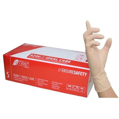 Nitras 8200-XL IDEAL CARE Latex Einmal Handschuhe, Naturfarben, XL Größe, 1000 Stück Nitras 8200-XL IDEAL CARE Latex Einmal Handschuhe, Naturfarben, XL Größe, 1000 Stück