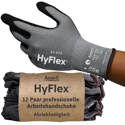 Ansell HyFlex 11-571 Schnittschutz-Handschuhe, Atmungsaktive Nitril-beschichtung, Höchste Weiterreißfestigkeit, Arbeitshandschuhe Herren Damen, Waschbare, Grau, Größe XL (12 Paar) Ansell HyFlex 11-571 Schnittschutz-Handschuhe, Atmungsaktive Nitril-beschichtung, Höchste Weiterreißfestigkeit, Arbeitshandschuhe Herren Damen, Waschbare, Grau, Größe XL (12 Paar)