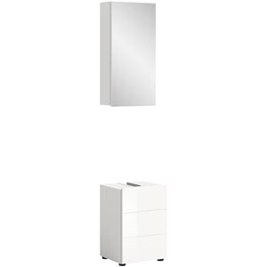 xonox.home Badezimmer Vira X2LA9B11 2tlg. Badezimmerkombination Set schmal in Front weiß Hochglanz Tiefzieh Korpus weiß Melamin inkl. Beleuchtung xonox.home Badezimmer Vira X2LA9B11 2tlg. Badezimmerkombination Set schmal in Front weiß Hochglanz Tiefzieh Korpus weiß Melamin inkl. Beleuchtung