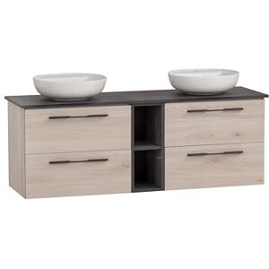 Schildmeyer Waschtisch Doppelwaschtisch Maxim 701847, rundes Aufsatzbecken, sandeiche Dekor/Marmor Optik Schildmeyer Waschtisch Doppelwaschtisch Maxim 701847, rundes Aufsatzbecken, sandeiche Dekor/Marmor Optik