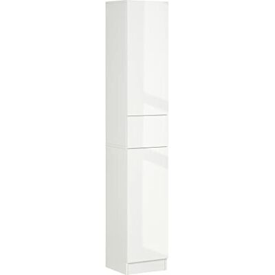 kleankin Badezimmerschrank, Hochschrank, Hochglanz, Badschrank mit Schublade, Aufbewahrungsschrank, Mehrzweckschrank mit Drucköffner, Kippschutz, Spanplatte, Weiß, 30 x 28 x 170 cm kleankin Badezimmerschrank, Hochschrank, Hochglanz, Badschrank mit Schublade, Aufbewahrungsschrank, Mehrzweckschrank mit Drucköffner, Kippschutz, Spanplatte, Weiß, 30 x 28 x 170 cm