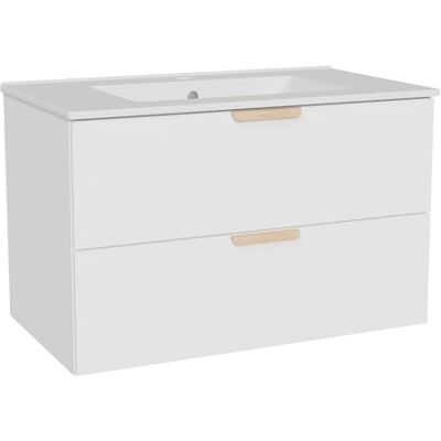 Unique Hängeschrank mit Waschbecken zum Einbauen – Weiß – L 80 cm – AVORELI Unique Hängeschrank mit Waschbecken zum Einbauen – Weiß – L 80 cm – AVORELI