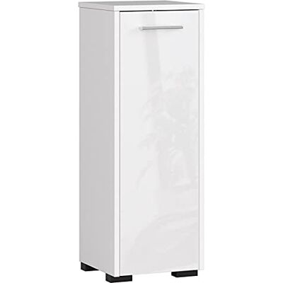 AKORD Stehender Badezimmerschrank schränke Badezimmer kommode FIN S30 eintürig B30 x H82 x T30 cm Tür mit Links- oder rechtseitiger Montage 12,5 kg Weiß & Weißglanz Front AKORD Stehender Badezimmerschrank schränke Badezimmer kommode FIN S30 eintürig B30 x H82 x T30 cm Tür mit Links- oder rechtseitiger Montage 12,5 kg Weiß & Weißglanz Front