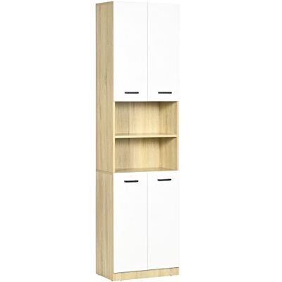 kleankin Badezimmerschrank mit 2 Schränken und 2 Regalen, Küchenschrank, Hochschrank mit Soft-Close-Funktion, Badschrank, Mehrzweckschrank, Weiß+Natur, 53 x 33,5 x 195,7 cm kleankin Badezimmerschrank mit 2 Schränken und 2 Regalen, Küchenschrank, Hochschrank mit Soft-Close-Funktion, Badschrank, Mehrzweckschrank, Weiß+Natur, 53 x 33,5 x 195,7 cm