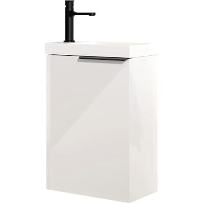 Bernstein Badmöbel-Set Tim 40cm Waschtisch-Unterschrank in Weiß Glänzend mit schwarzen Griff mit Keramik-Waschbecken Badezimmermöbel, feuchtigkeitsresistentes Material, Vormontierter Unterschrank Bernstein Badmöbel-Set Tim 40cm Waschtisch-Unterschrank in Weiß Glänzend mit schwarzen Griff mit Keramik-Waschbecken Badezimmermöbel, feuchtigkeitsresistentes Material, Vormontierter Unterschrank