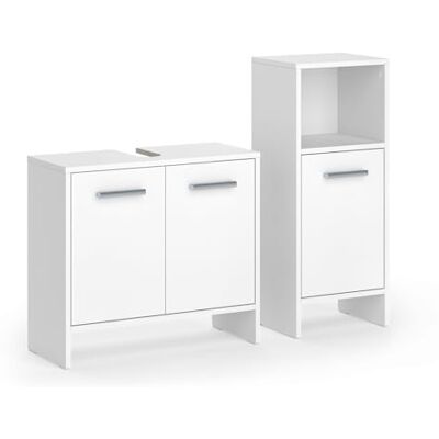 Vicco Badezimmermöbel-Set Karli, Weiß, 63.8 cm besteht aus Waschbeckenunterschrank und Midischrank Vicco Badezimmermöbel-Set Karli, Weiß, 63.8 cm besteht aus Waschbeckenunterschrank und Midischrank