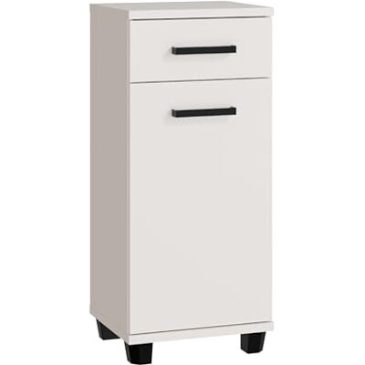 Forte VERIS Badkommode 40, moderner Badschrank, 1-türig, 1 Schublade, Kontrastgriffe und -Füße, Holzwerkstoff, Kaschmir Beige, 40,2 cm breit x 90,8 cm hoch x 34,8 cm tief Forte VERIS Badkommode 40, moderner Badschrank, 1-türig, 1 Schublade, Kontrastgriffe und -Füße, Holzwerkstoff, Kaschmir Beige, 40,2 cm breit x 90,8 cm hoch x 34,8 cm tief