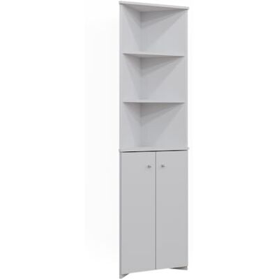 Vicco Badschrank Fynn, Weiß, 51.5 x 175 cm Eckschrank mit 2 Türen, wandhängend zur Aufbewahrung von Badutensilien Vicco Badschrank Fynn, Weiß, 51.5 x 175 cm Eckschrank mit 2 Türen, wandhängend zur Aufbewahrung von Badutensilien