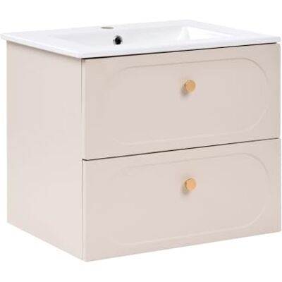 Beliani Waschtischunterschrank mit Waschbecken beige 60 cm mit 2 Schubladen Tarumir Beliani Waschtischunterschrank mit Waschbecken beige 60 cm mit 2 Schubladen Tarumir
